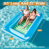 Inflatable Tanning Pool Lounger Float, 85" x 57", Blue Green-XL